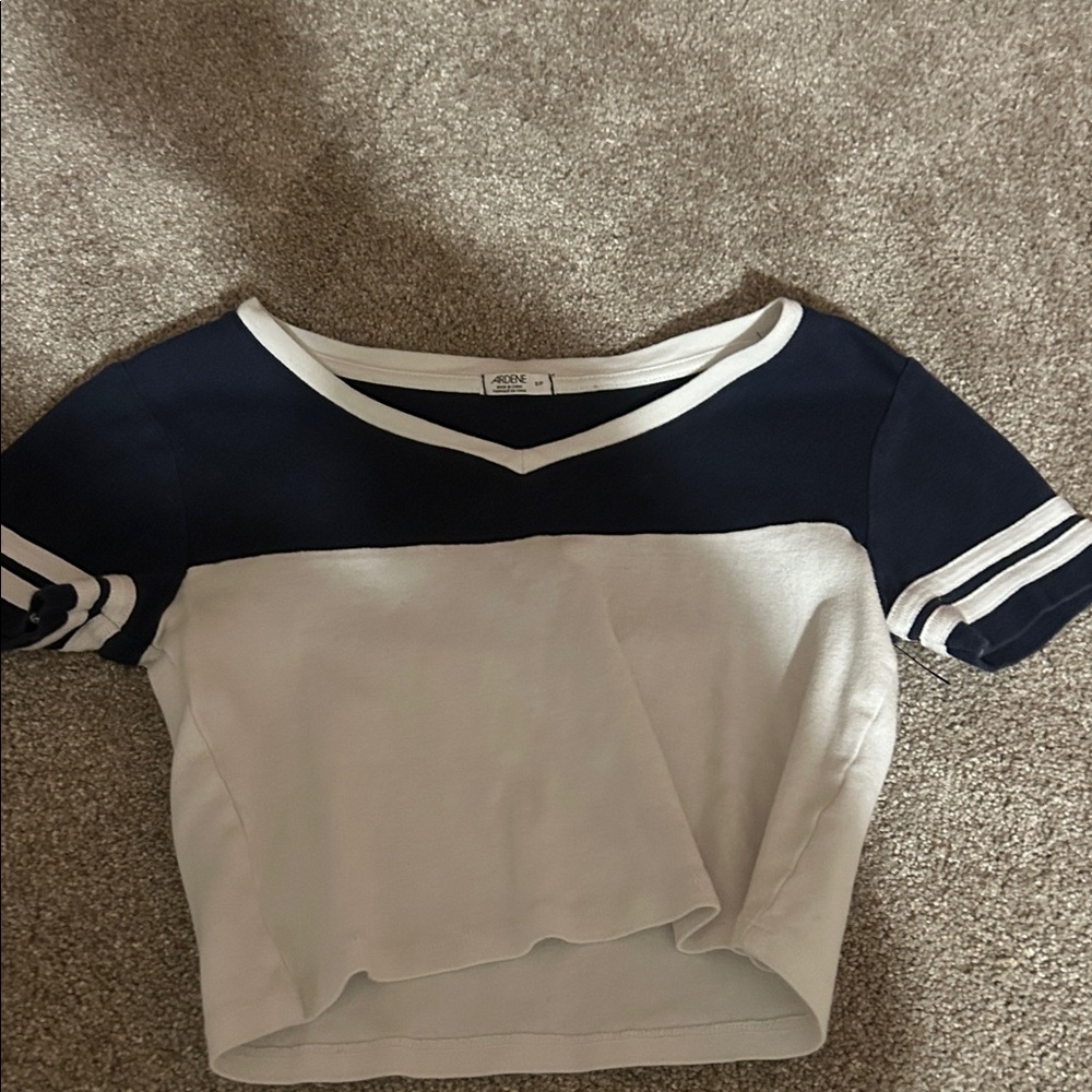 Zara Navy and White Crop Top